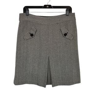 Loft Women's Wool Blend Classic Herringbone Black White Career Skirt Size 10